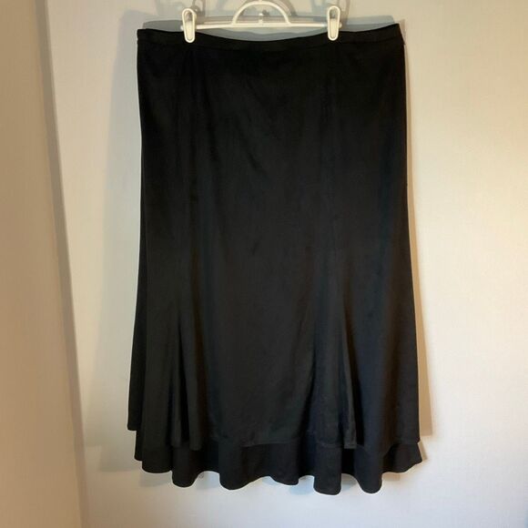J Jill Maxi hi-low Faux Suede Black Skirt, XL. NWT. Elegant - Picture 2 of 12